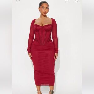 NWT Red corset mesh dress